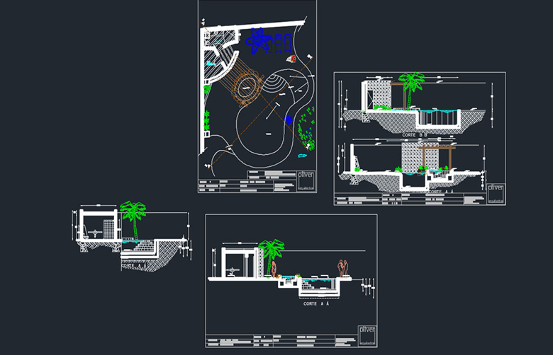 دانلود نقشه دیتیل استخر و جکوزی DWG | Pool And Jacuzzi Detail Drawing